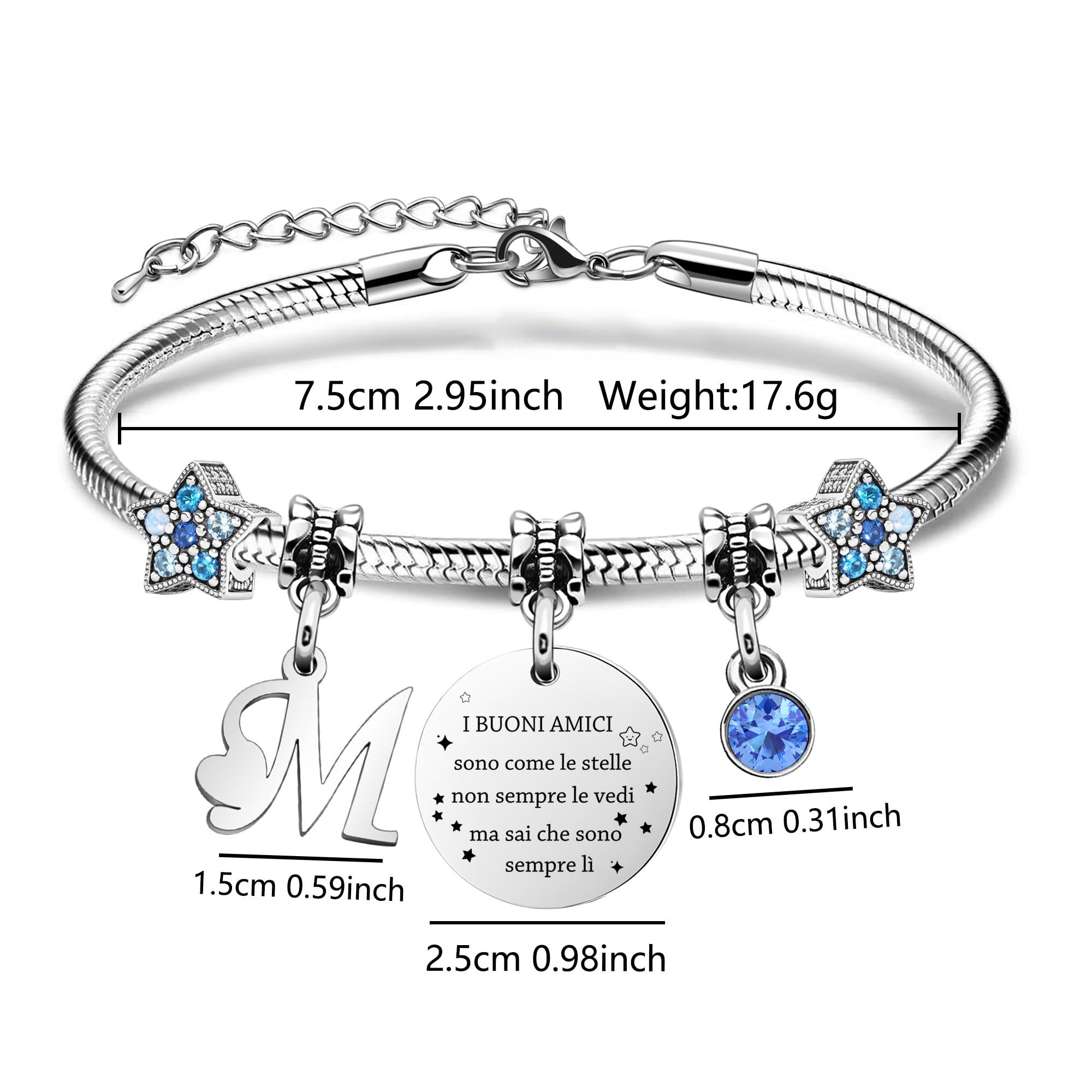 COEROW Braccialetti Delle Donne Con Lettere Iniziali-Regalo Personalizzato Per Buoni Amici,Amicizia Stella Bracciale e Ragazze Braccialetti-Nome Braccialetti Dare Sorella Collega Figlia Gioielli
