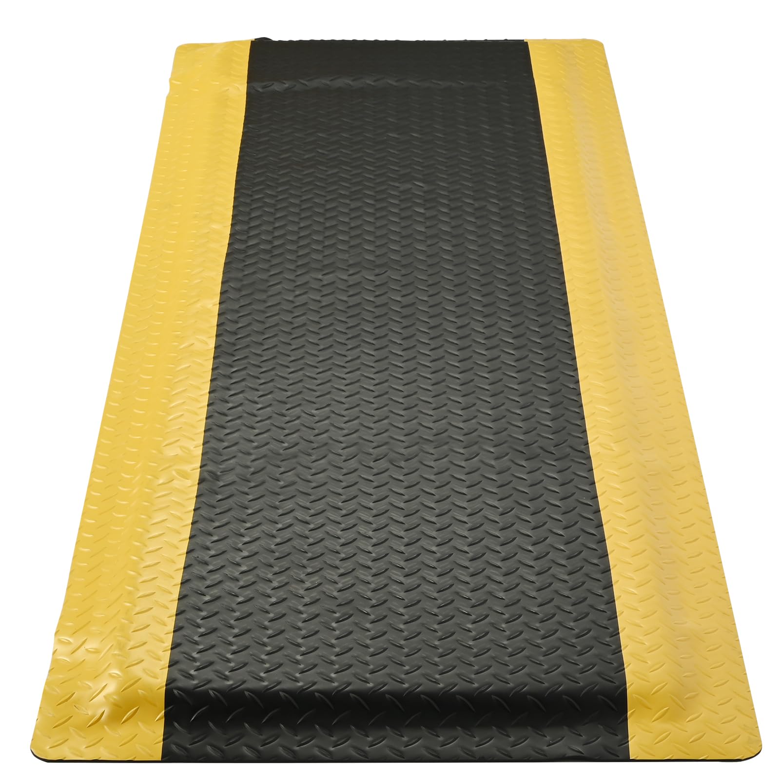 tonchean Tapis anti-fatigue - 60 x 182 cm - Tapis de travail ergonomique en mousse PVC - Pour banc de garage - Noir et jaune