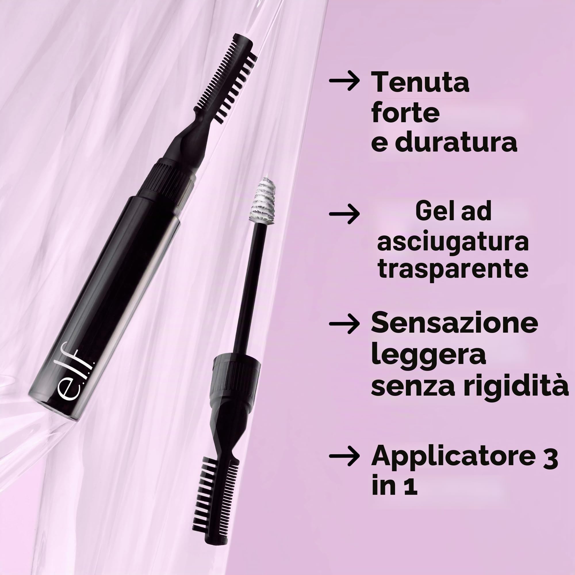 e.l.f. Brow Laminating Gel, gel per sopracciglia ad asciugatura invisibile, fissaggio forte resistente all’acqua, effetto laminato, pettinato e scolpito, prodotto vegano e non testato sugli animali