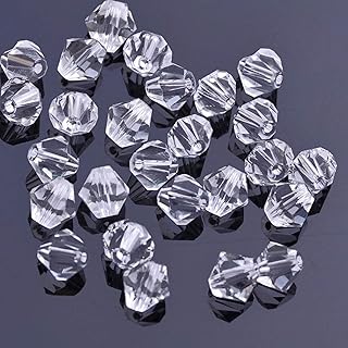 Dowarm 1000PCS Bicone Crystal Beads 4mm, Bulk Small Faceted Bicone Glass Beads for Jewelry Craft Making, DIY Bracelet, Necklace, Dolls (Crystal Clear, 4MM)