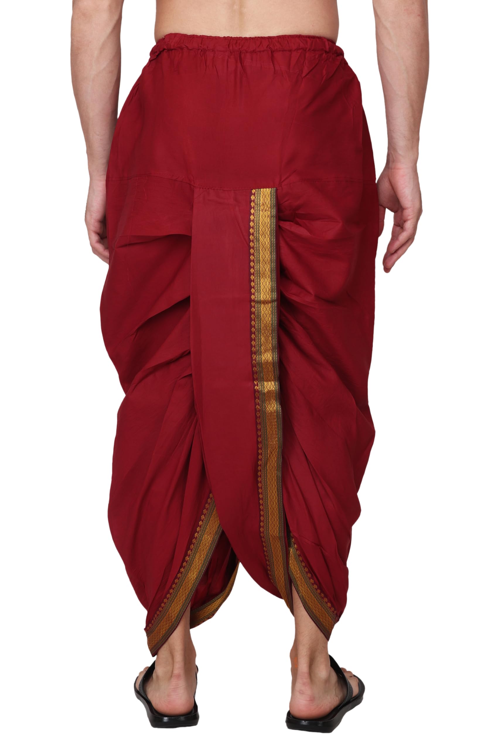 Men's Readymade Elastic Silk Dhoti, Comfortable Pre-Stitched Dhothi