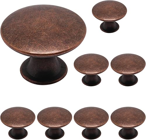 SWZHAI 8 piezas de pomos de gabinete de bronce frotado con aceite, pomos redondos para cómoda y cajones de cocina, perillas de puerta de armario con