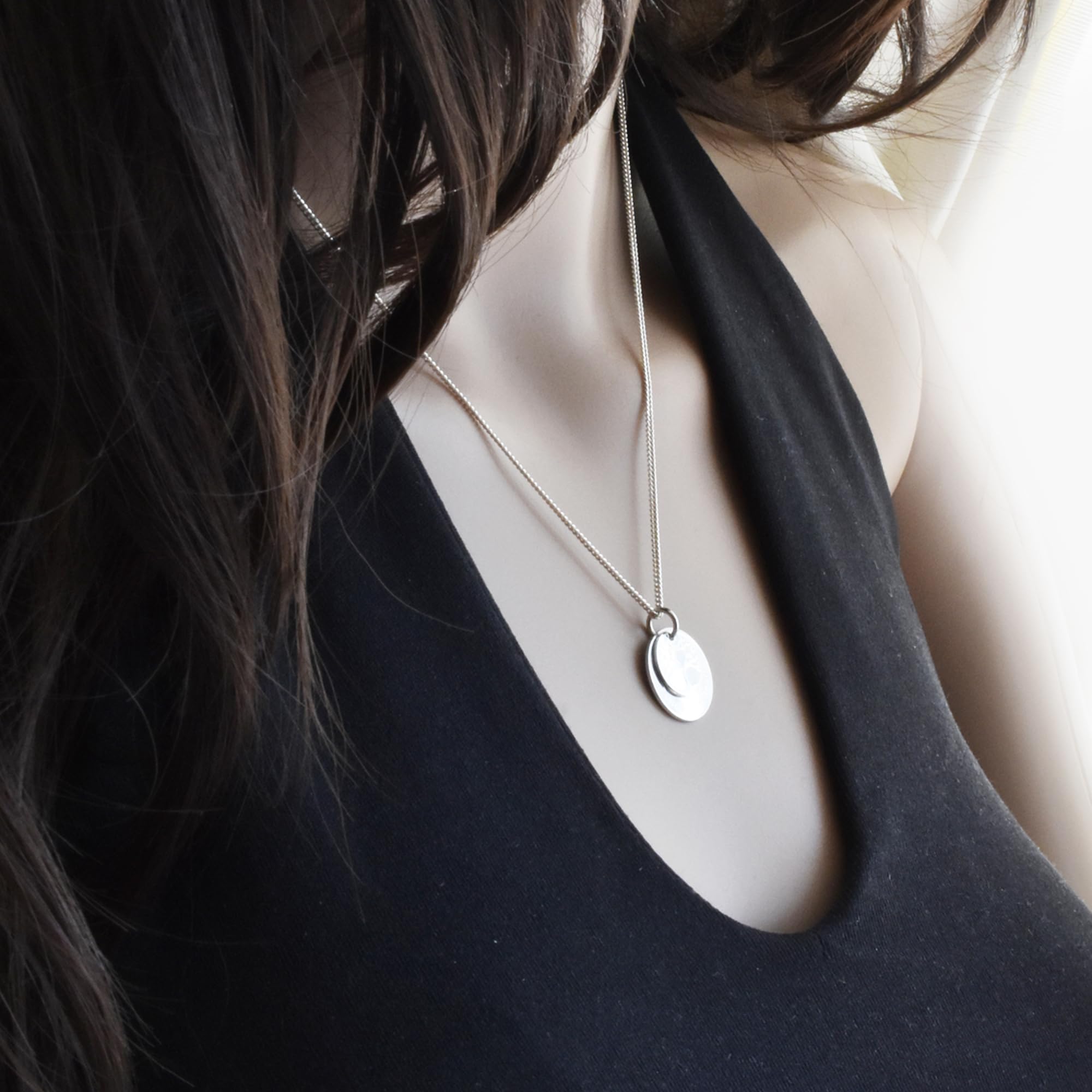 Personalisierte Kette Herz, 925 Silber, Gravierter Doppelanhänger