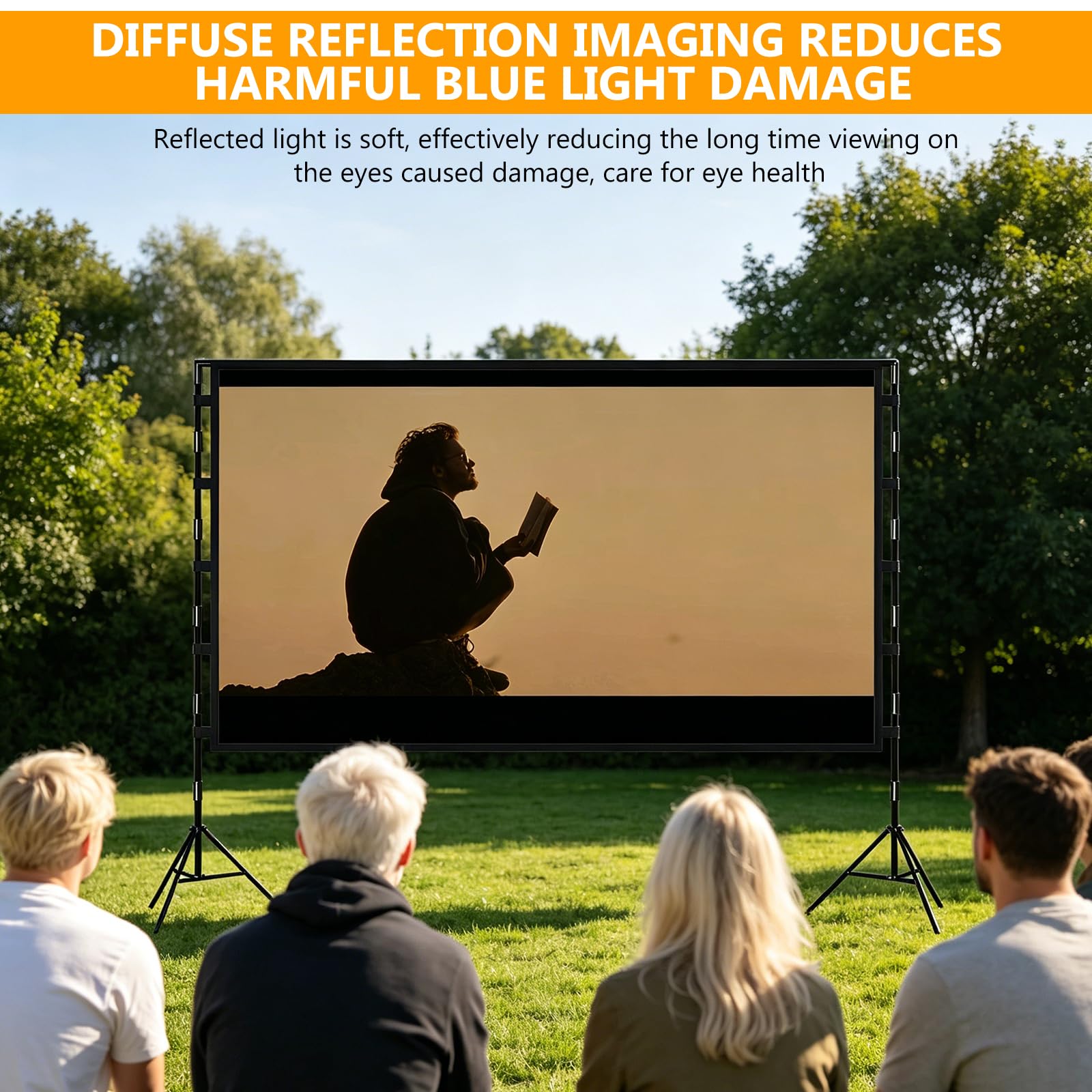100" Écran de Projection avec Support pour Intérieur, Extérieur, Anti-Rides