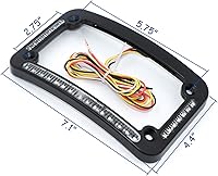 Vista 3 de HTTMT - Marco de matrícula curvo LED dual para motocicleta con señal de giro, luz de freno - Acabado negro Universal compatible con cualquier