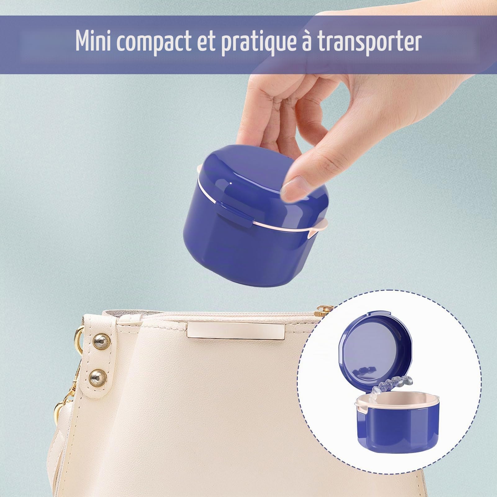 Récipient pour Appareil Dentaire, 1 pièce Boite pour Appareil Dentaire, Boite A Dentier Adulte, Boite Dentier Adulte, Boite Dentier, pour le Stockage et le Trempage des Protège-Dents (Bleu)