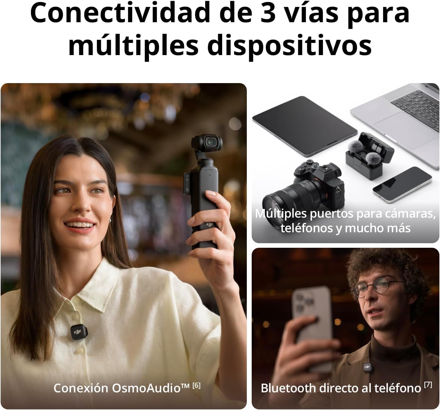 DJI Mic 3 (2 TX + 1 RX + Estuche de Carga), micrófono inalámbrico para iPhone/cámara/Android, Ultraligero, Control de Ganancia adaptativo para Volumen equilibrado, 28 Horas de Uso, vlog