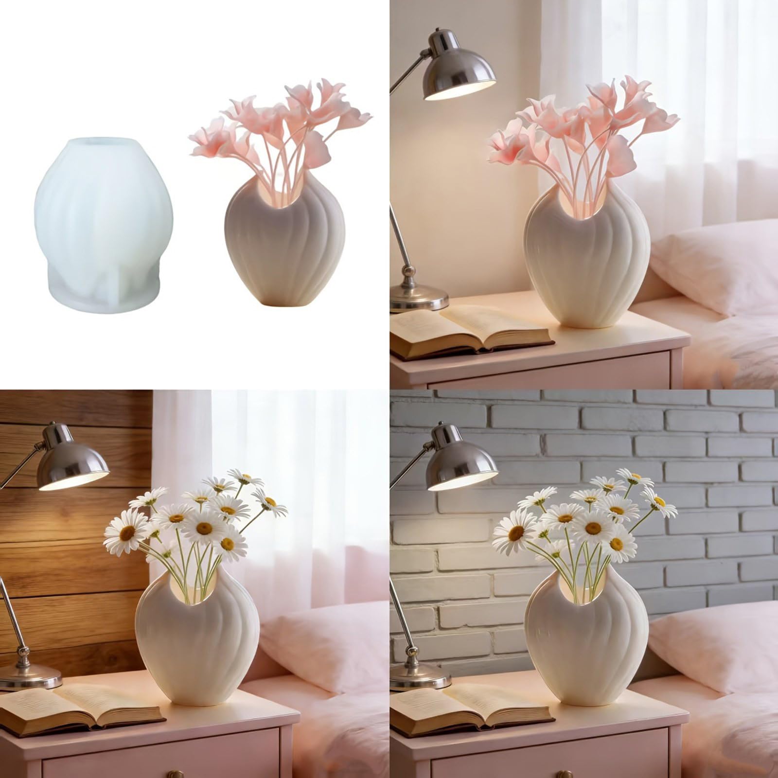 Stampo in silicone artistico per vaso conchiglia in cemento e tazza candela decorativa progetto artigianale contenitore per fiori in cemento silicone flessibile per artigianato