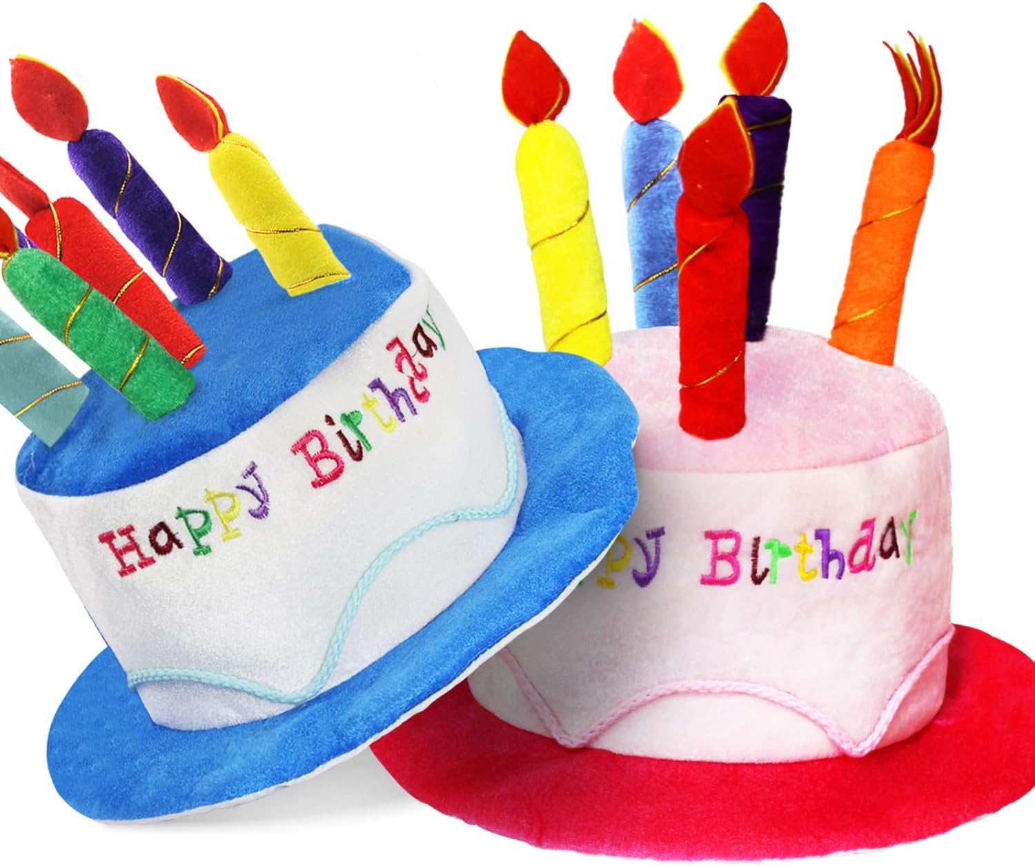 Amazon.co.jp Novelty Place フラシ天ハッピーバースデーケーキハット(2点、ブルー&ピンク) ユニ 大人サイズ