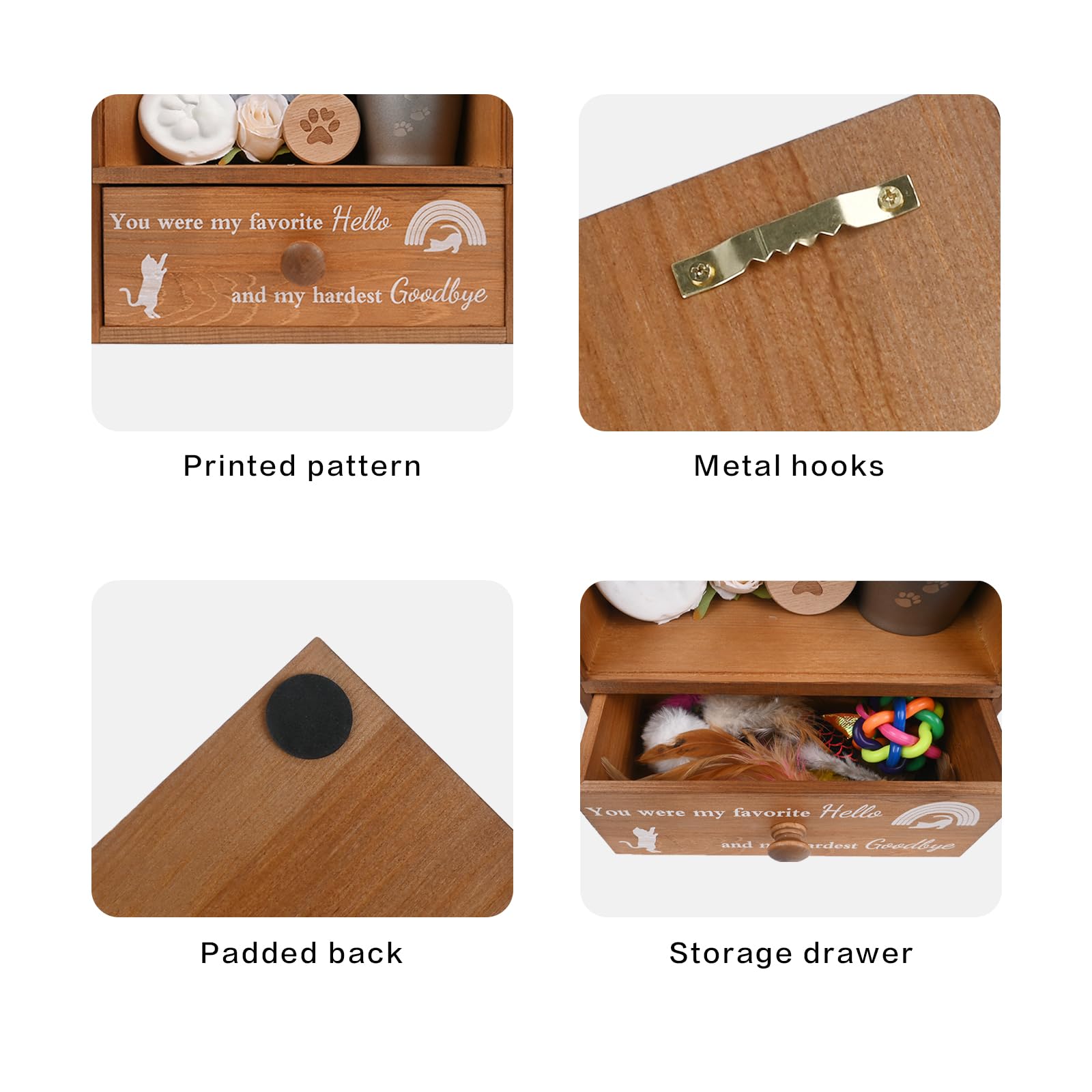 Pet Memorial Shadow Box Keepsake 9.25x13 Cat Memorial Gifts for Loss of Cat Death Sympathy and Remembrance Gift Large Pet Picture Frame Display Case with Deep Rainbow Bridge Drawer