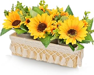 Sunflowers Artificial Flowers Decorations, Artificial Plants Indoor, Sunflower Centerpiece Table Decorations for for Home Bathroom Kitchen Decor