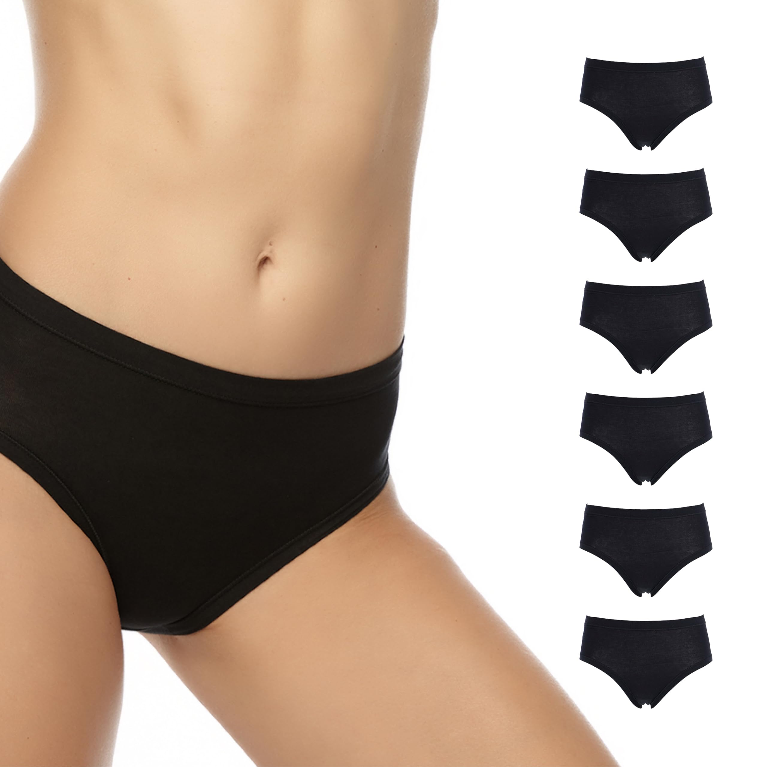 Cotonella, Slip Midi in Morbido Cotone Bielastico - Slip dai Bordi Extracomfort e Fianco Medio - Confezione da 6 Pezzi - Art. 3363K6