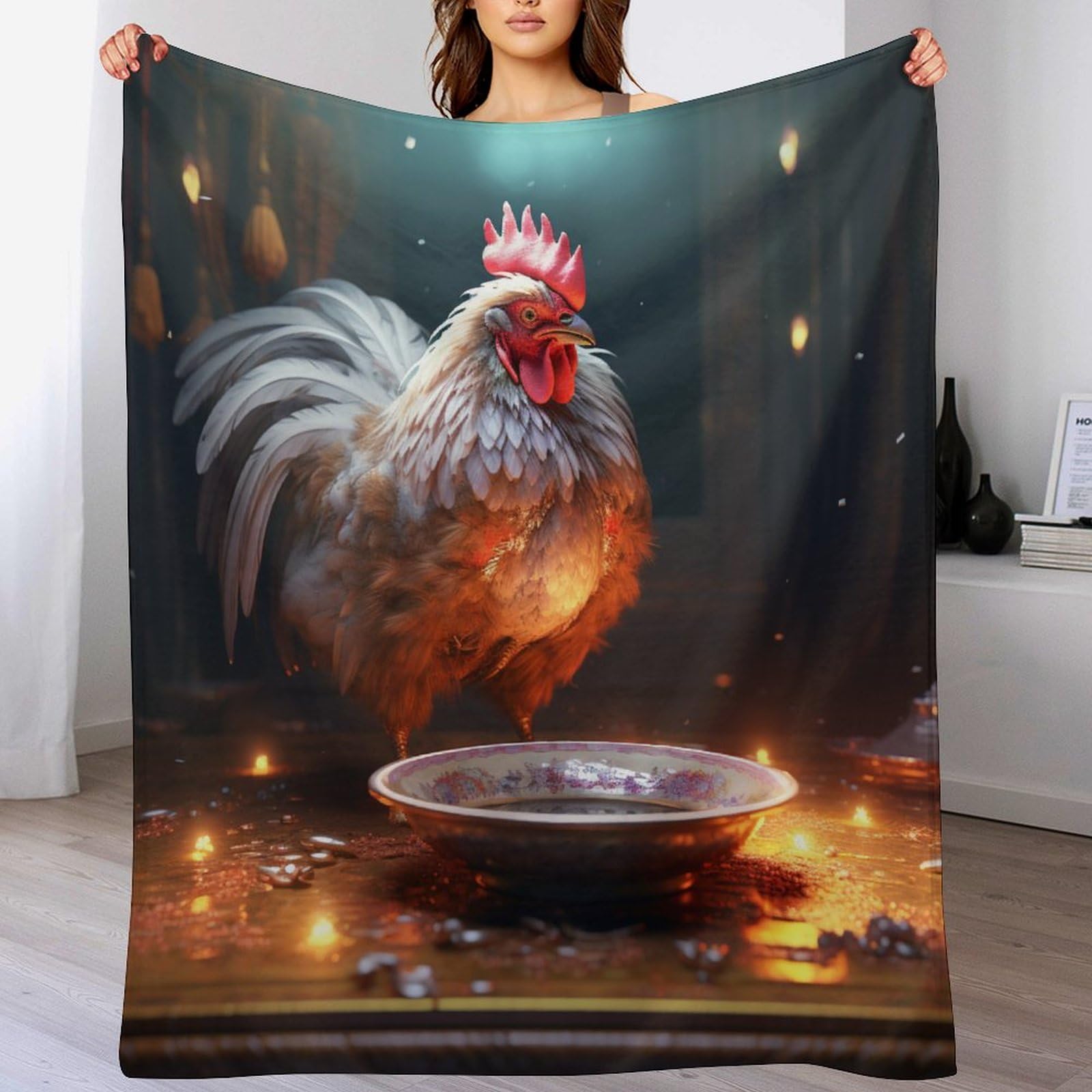 Couverture polaire en poulet pour vos soirees cocooning sur le canape