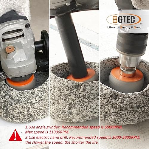 Miniatura 5 de BGTEC Brocas de fresado de diamante, broca esférica de piedra de 1.969 in, adaptador hexagonal para maceta de piedra, adoquín, mármol, granito,