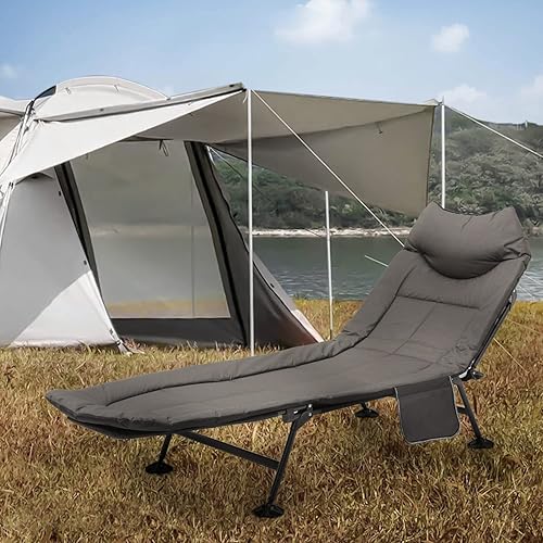Miniatura 3 de MoNiBloom Camas de campamento para adultos, tumbona reclinable ajustable de 180 para exteriores con bolsa de transporte, cama de campamento portátil
