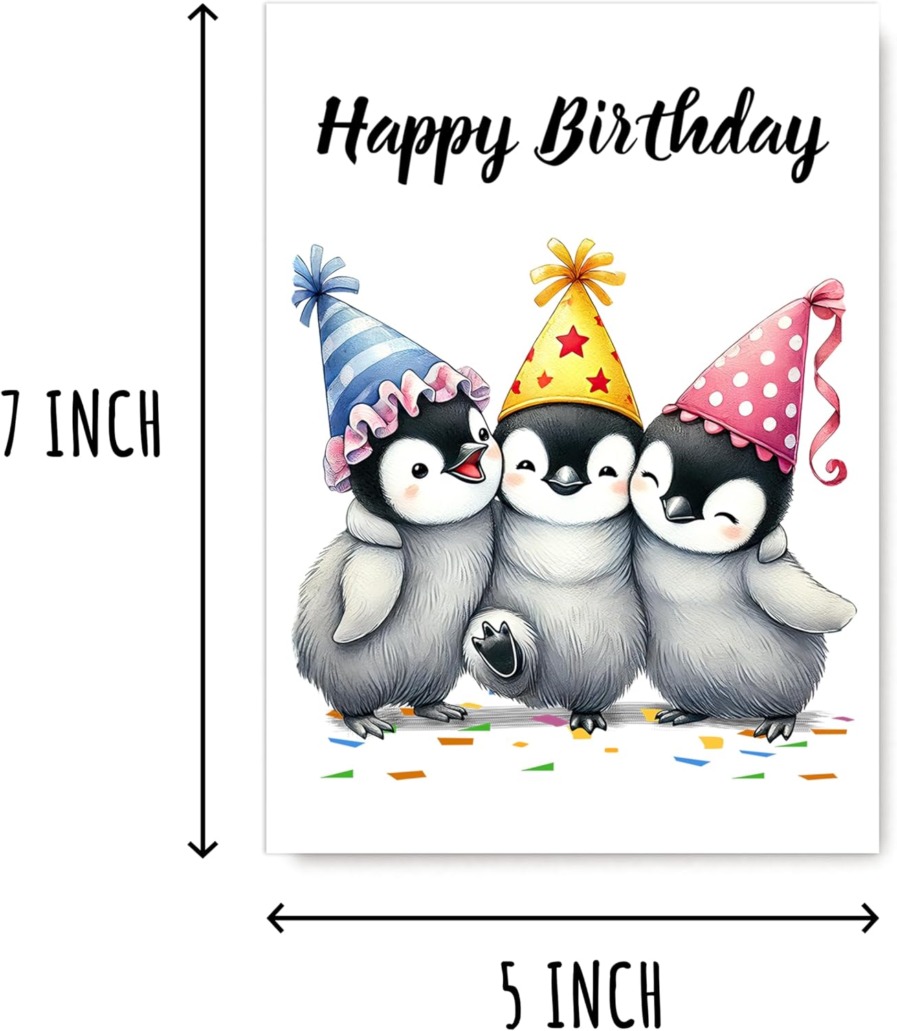 Baby Penguins Birthday Card - Happy Birthday - Gift For Family Friend Coworker - Penguin Lover - Animal Lover - Cute Greeting Card - Image 2