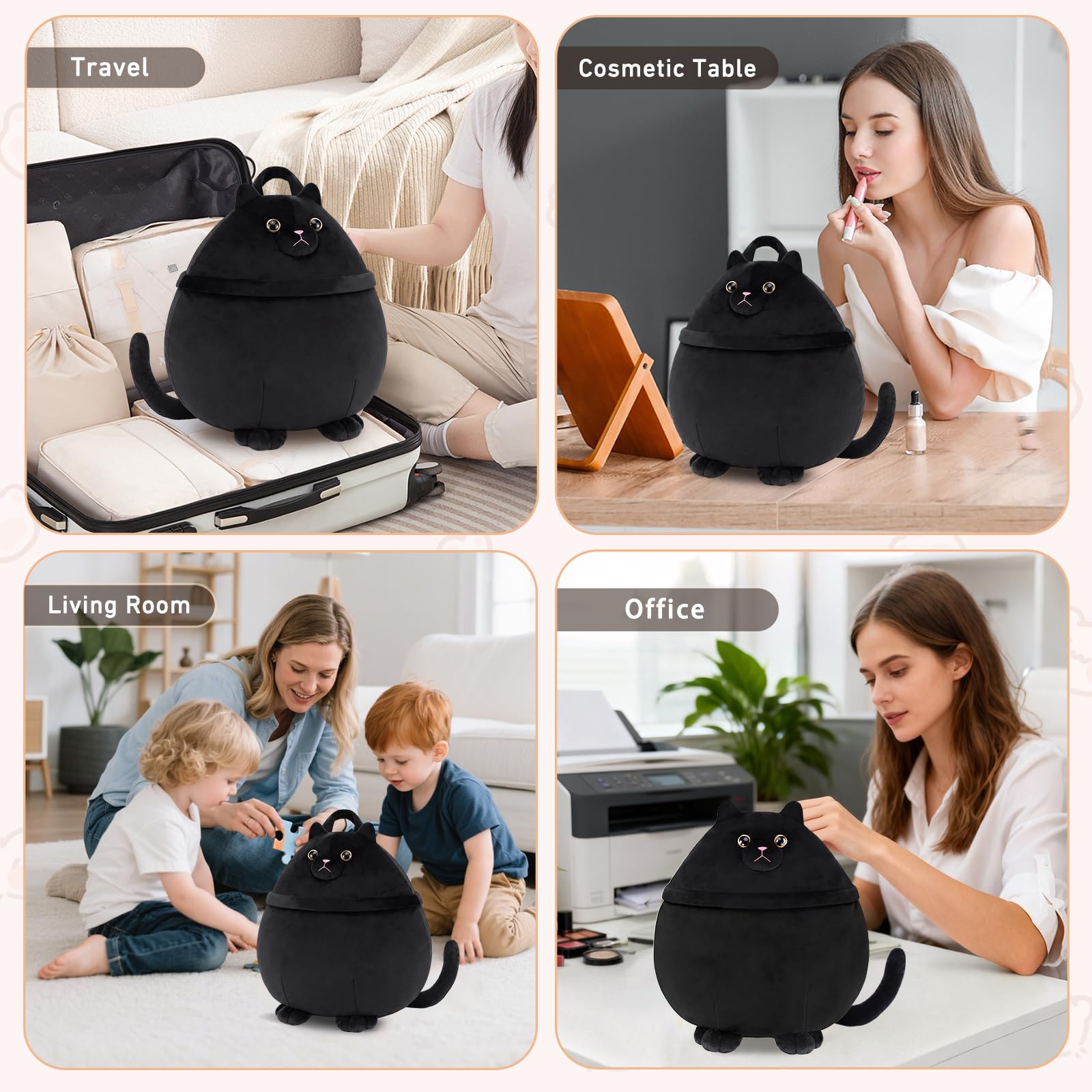 Lustige Katzen-Kosmetiktasche für Frauen, Mädchen & Katzenliebhaber – Große Schminktasche in Katzenform & Make-up Organizer – Witziges Geschenk zu Geburtstag, Halloween, Muttertag oder Ostern