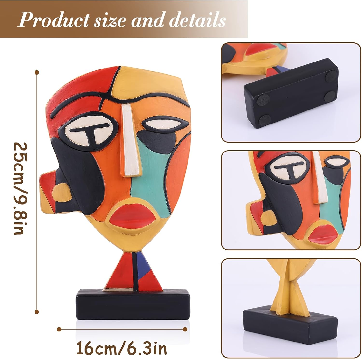 9.8'' Resin Abstract Coffee Table Sculptures, Handcrafted African Art Tribal Figurines Weird Art Decor, Modern Design African Statues for Home, Office, Living Room, Bookshelf, Cabinets Accent