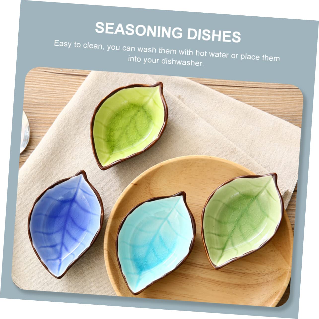 Alipis 4pcs Ceramic Leaf Saucer Plates Unique Seasoning Dishes Spice Bowls Snack Container Sauce Dipping Bowls Safe Easy to Clean