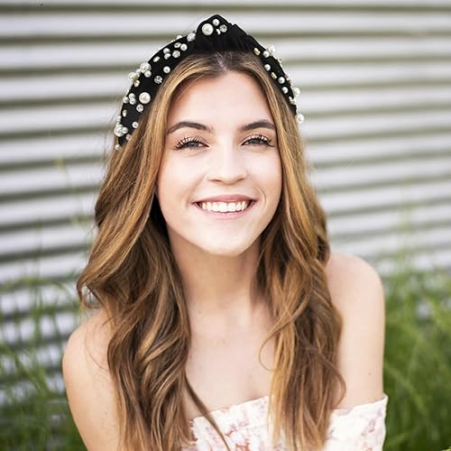 Miniatura 4 de Jaciya Diademas de perlas para niñas, diademas de diamantes de imitación para mujer, diadema ancha anudada para mujer, diadema negra con cuentas,