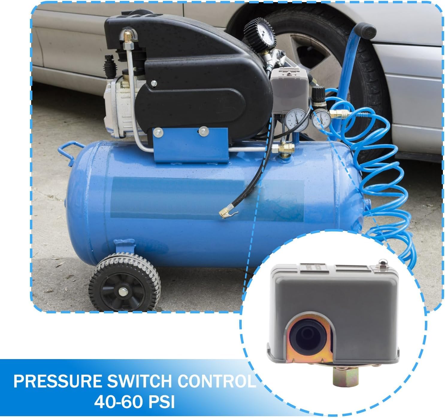Interruptor de Control de presión de Bomba de Agua, 40–60psi Presostato Bomba Agua Ajustable Doble Muelle Interruptor de presión, regulador de presion agua Para Mayoría Las Bombas de Agua