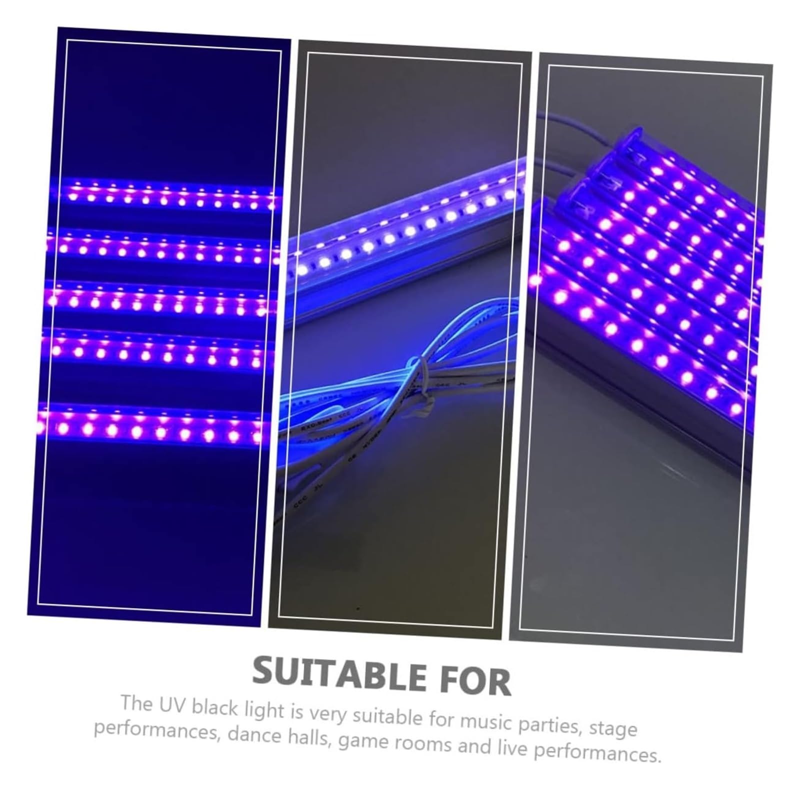 Tubo LED UV fluorescente, lámpara ultravioleta for KTV, Halloween, escenario for fiestas oscuras, correa for DJ, T8 10W USB, Multiuso confiable(UV-Lights- T8-2packs)