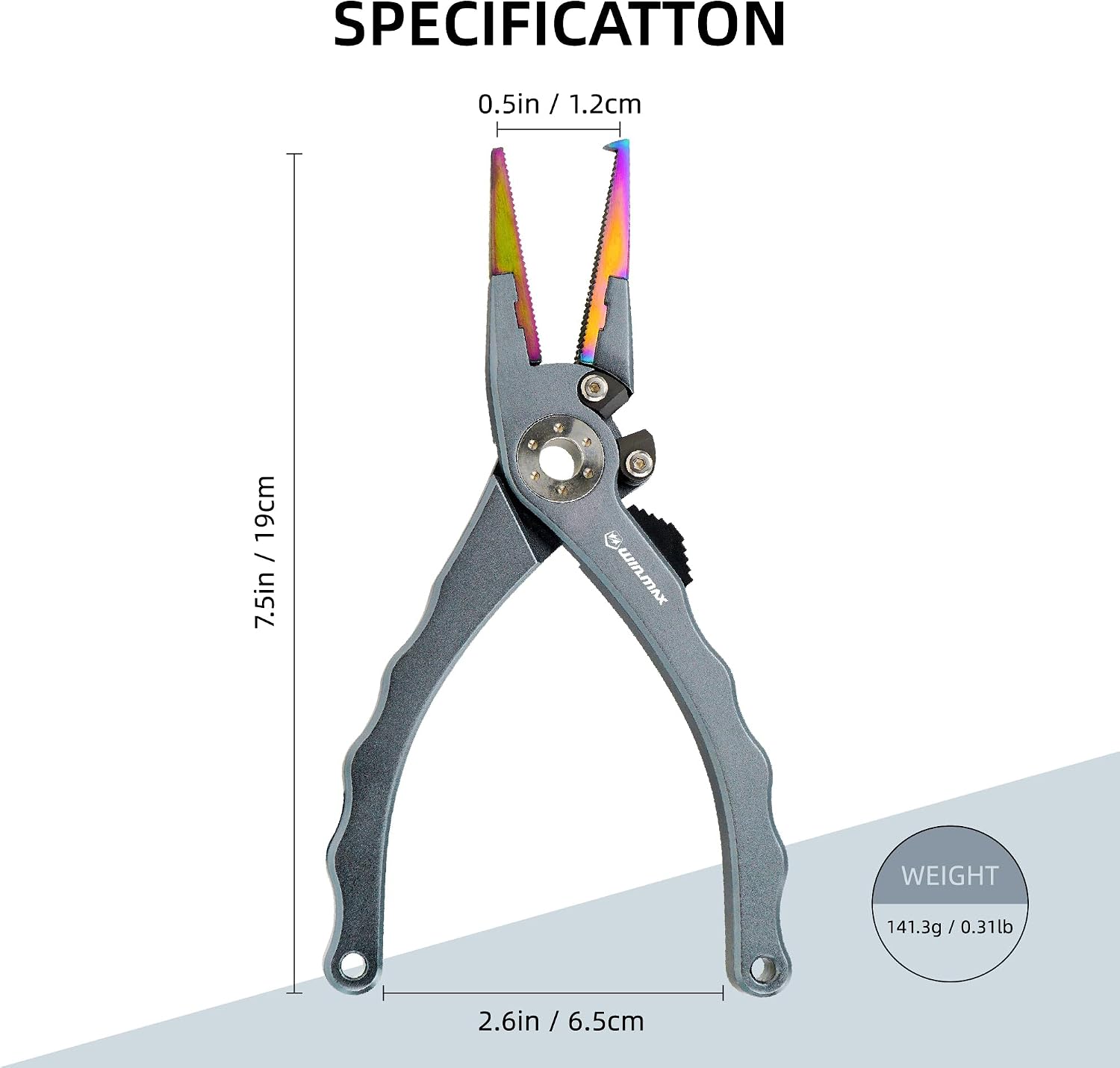 Fishing Pliers for Saltwater & Freshwater, with line Cutter, 6 or 7.5 inch, Hook Remover Pliers, SUS420 Jaws with Titanium Coating, Tungsten Carbide Cutter (Natural, 7.5 inch)