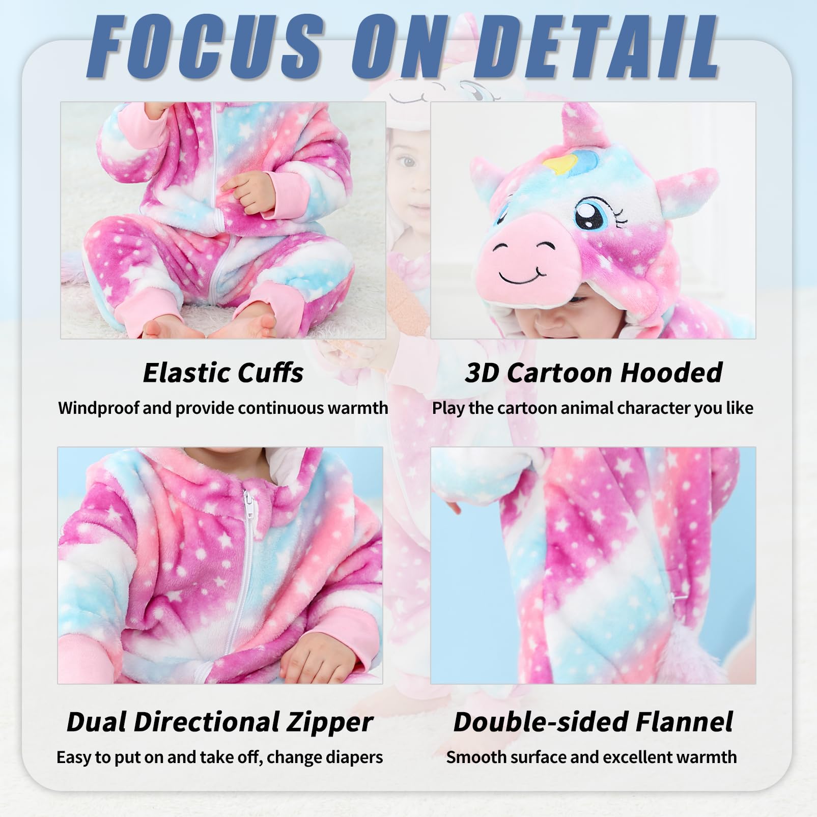 Pagliaccetto Neonato Invernale Costume Neonato, Flanella Unicorno Dinosauro Costume Neonata Sacco Nanna con Cappuccio Animale Tuta Neve Tutone Pile Bambino 0-36 Mesi