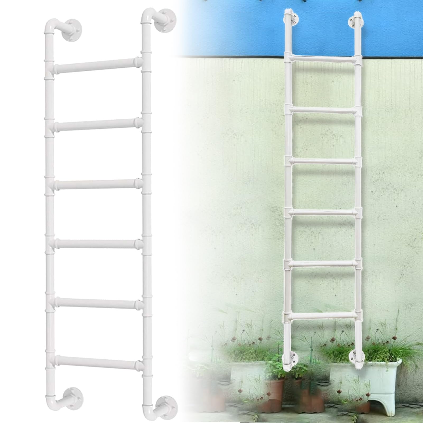 Escalera de pozo de ventana para emergencias, escalón de metal colgado para RV
