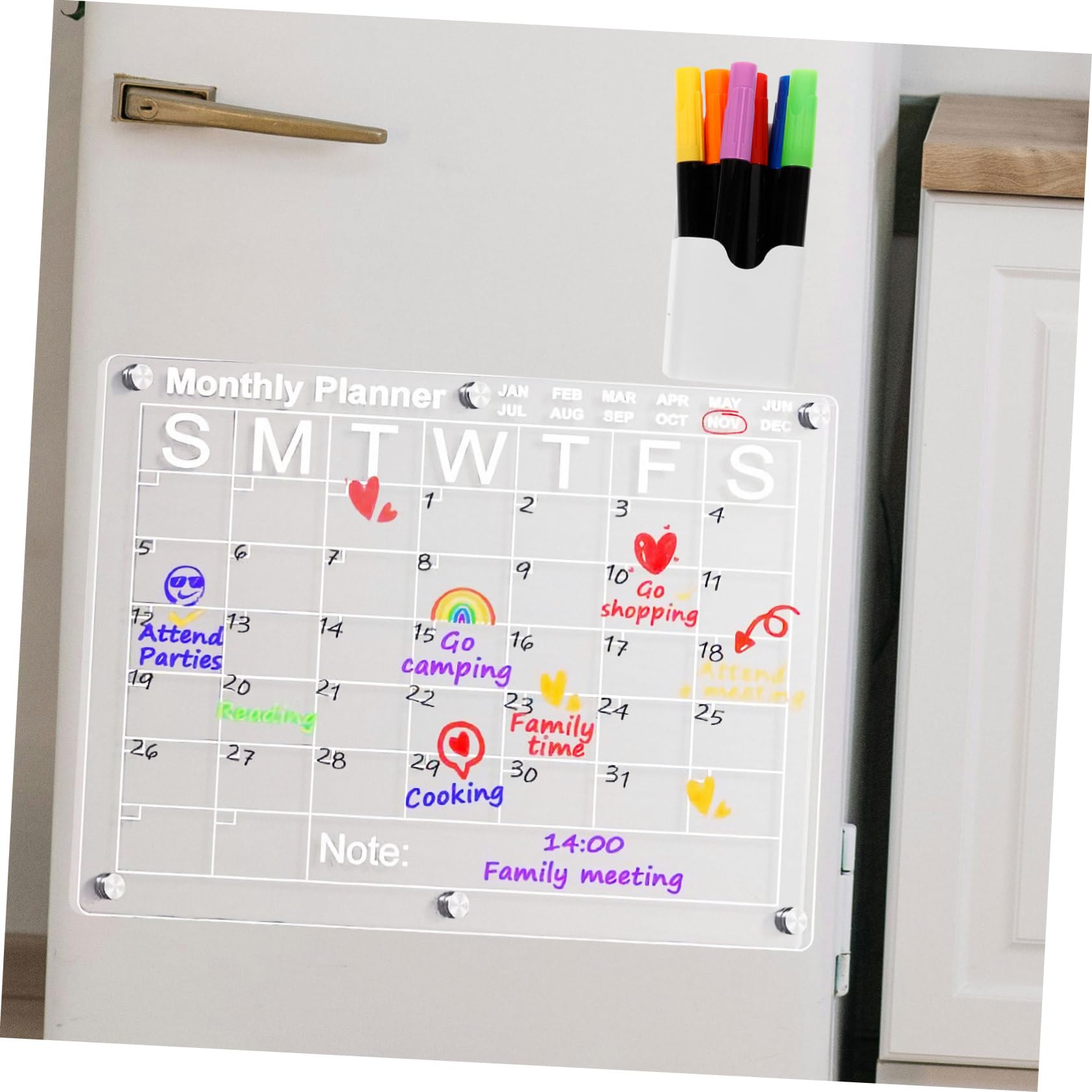 MAGICLULU Calendario Magnético Para Nevera Pizarra white Acrílica Calendario Mensual Para Nevera Para Planificar Tareas Cocina o Oficina