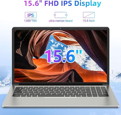 Miniatura 4 de SGIN Computadora portátil de 15.6 pulgadas, 4 GB DDR4 128 GB SSD, computadora portátil con procesador Intel Celeron Quad Core, gráficos Intel UHD