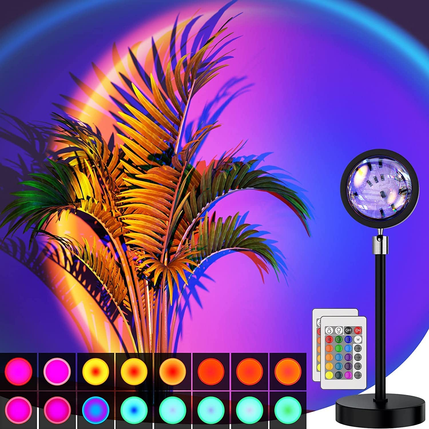 REFULGIX Sunset Lamp Projection Lamp Night Light Romantic 16 Colors Changing with Remote for Family Atmosphere Light for Adults, Children, Couples, Bedroom - Plastic, Led, Multicolor (B0CD4F32PS) Amazon Price History, Amazon Price Tracker