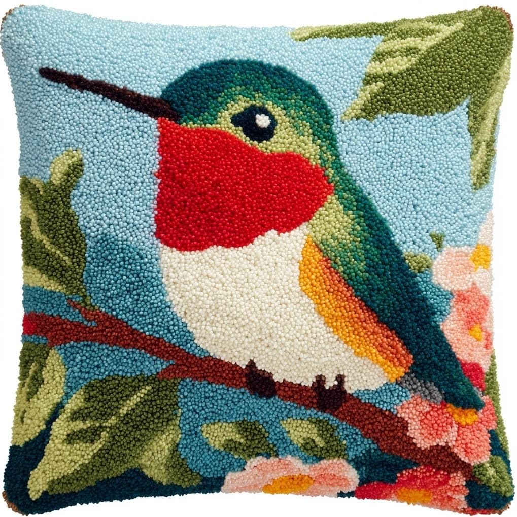 AxiangziK Latch Hook Pillow Kit for Beginners,Cute Hummingbird