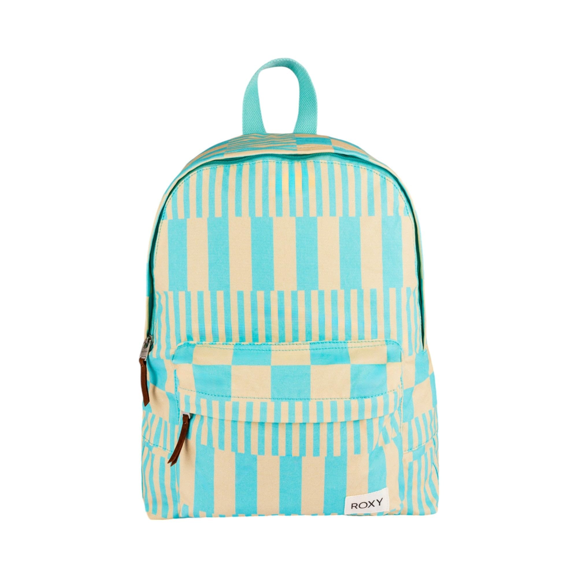 Roxy Womens Sugar Baby Backpack Travel Vacation Work Everyday Carry 16L Capacity - Check Turquoise