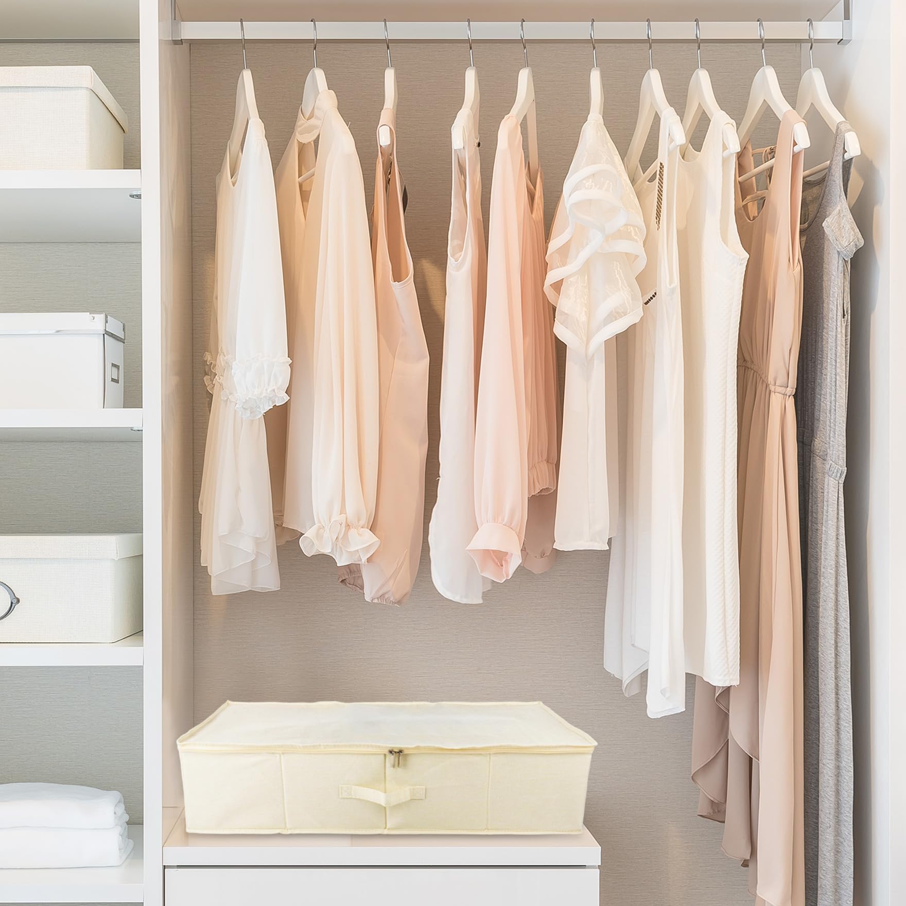 Klmnop Aufbewahrungsbox für Hochzeitskleid, große Aufbewahrungsbox, mit 40 säurefreiem Seidenpapier und 1 Paar Mikrofaser-Handschuhen zur Aufbewahrung von Hochzeitskleidern (Beige)