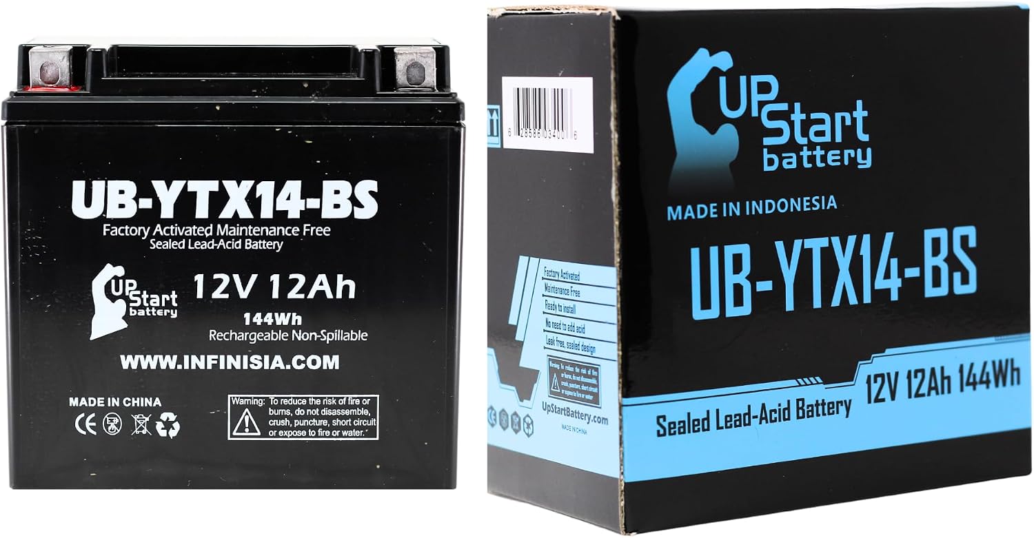 Replacement for 2003 Honda TRX450 FourTrax Foreman S, ES 450 CC Factory Activated, Maintenance Free, ATV Battery - 12V, 12AH, UB-YTX14-BS