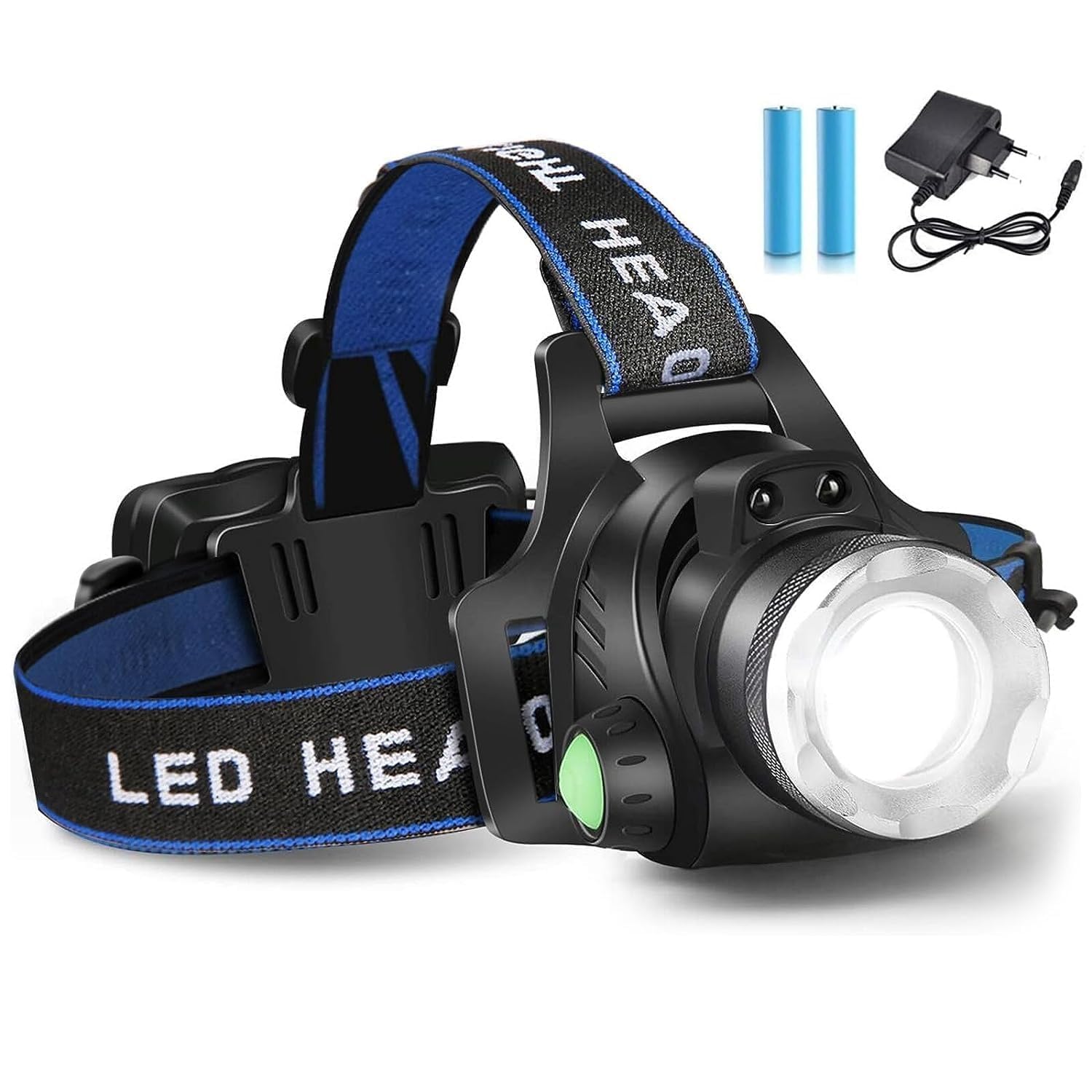 Rechargeable Headlamp Headlight Weatherproof Led Flash Light with Battery for Use Night Walk Climbing Fishing Repairing Construction Power Cut Farmers Running Cycling, 300 Lumen-image-38