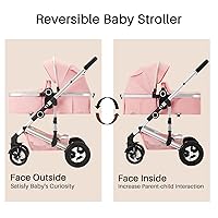 Vista 2 de Cochecito de bebé 2 en 1, cochecito convertible con asiento reversible, cochecito plegable para recién nacido, toldo ajustable, cesta