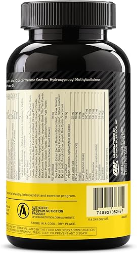 Vista 8 de Optimum Nutrition Opti-Men - Multivitamínico diario para hombres, suplemento de apoyo inmunológico con aminoácidos, suministro para 80 días, 240