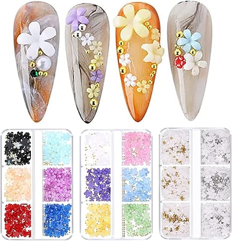 Amazon Co Jp Mantrahua ネイルパーツ 3ボックスセット 12色 ネイルアート メタルパーツ お花パーツ スタッズ ジュエリー パーツ 3d 立体 手作り レジン 飾り 服装使用 デコ用 ビューティー