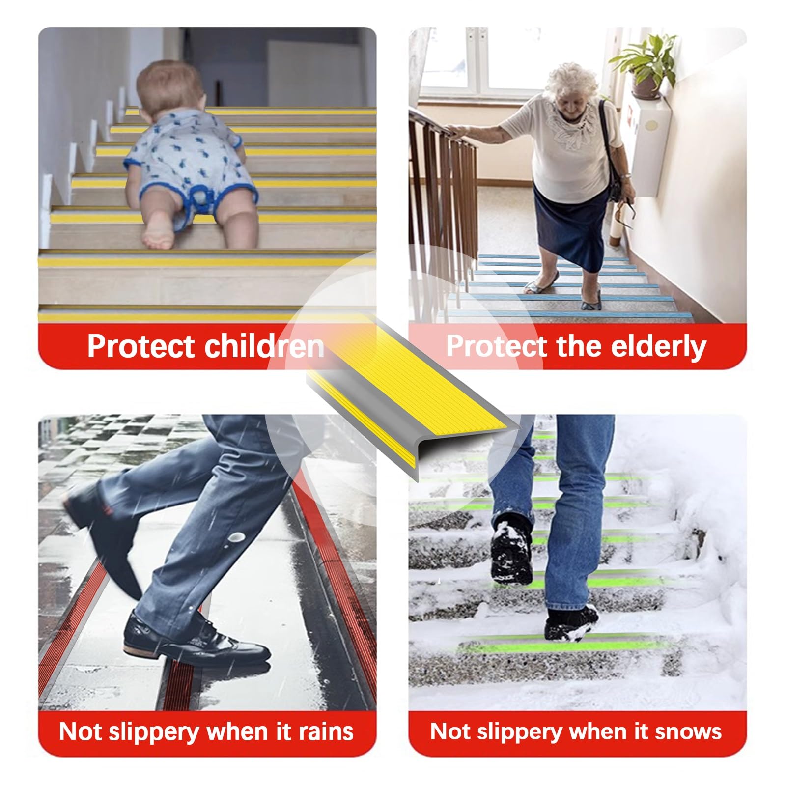 Tira antideslizante para peldaños de escalera, impermeable, antideslizante, autoadhesiva, color beige, 1 m