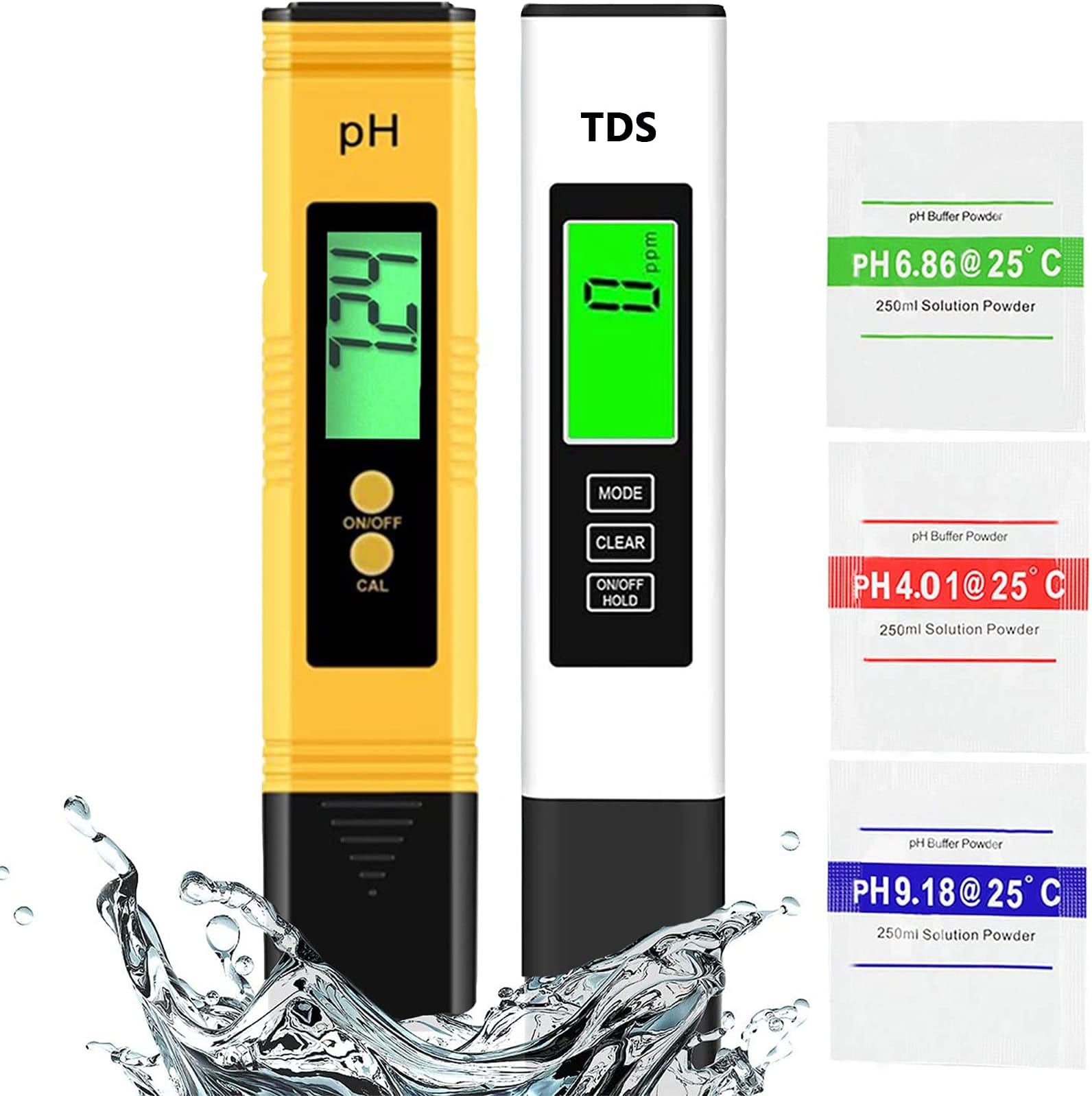 PH Meter and TDS Meter Combo, PH Tester Digital, PPM Digital Water Tester, 0.05ph High Accuracy Pen Type pH Meter, Readout Accuracy 3-in-1 TDS EC Temperature Meter