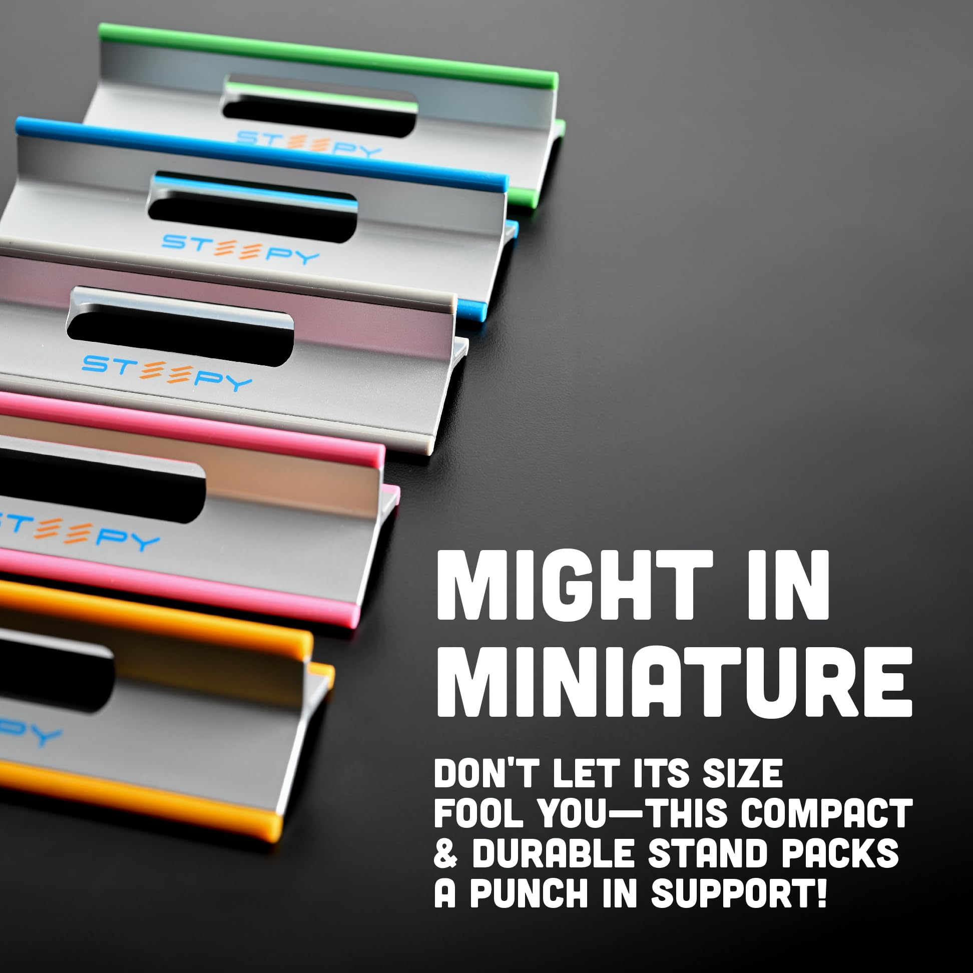 Steepy Supporto regolabile per computer portatile - Supporto per computer portatile a 3 altezze - Supporto da scrivania per laptop - Supporto portatile per laptop regolabile - Supporto per laptop per