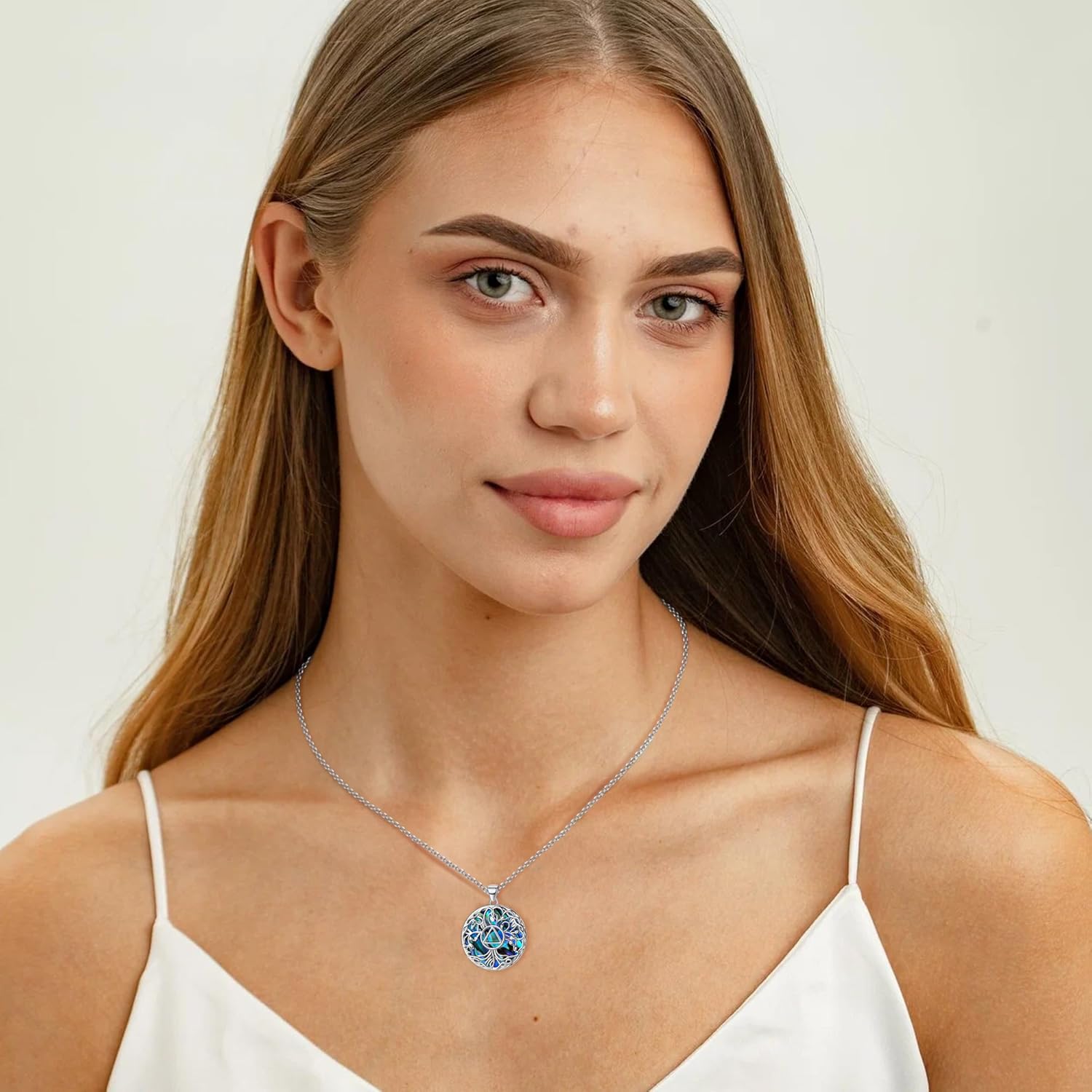 Sobriety Crystal/Abalone Shell/Star of David/Cross Tree of Life/Lotus/Compass Celtic Necklace Jewelry Gifts for Women