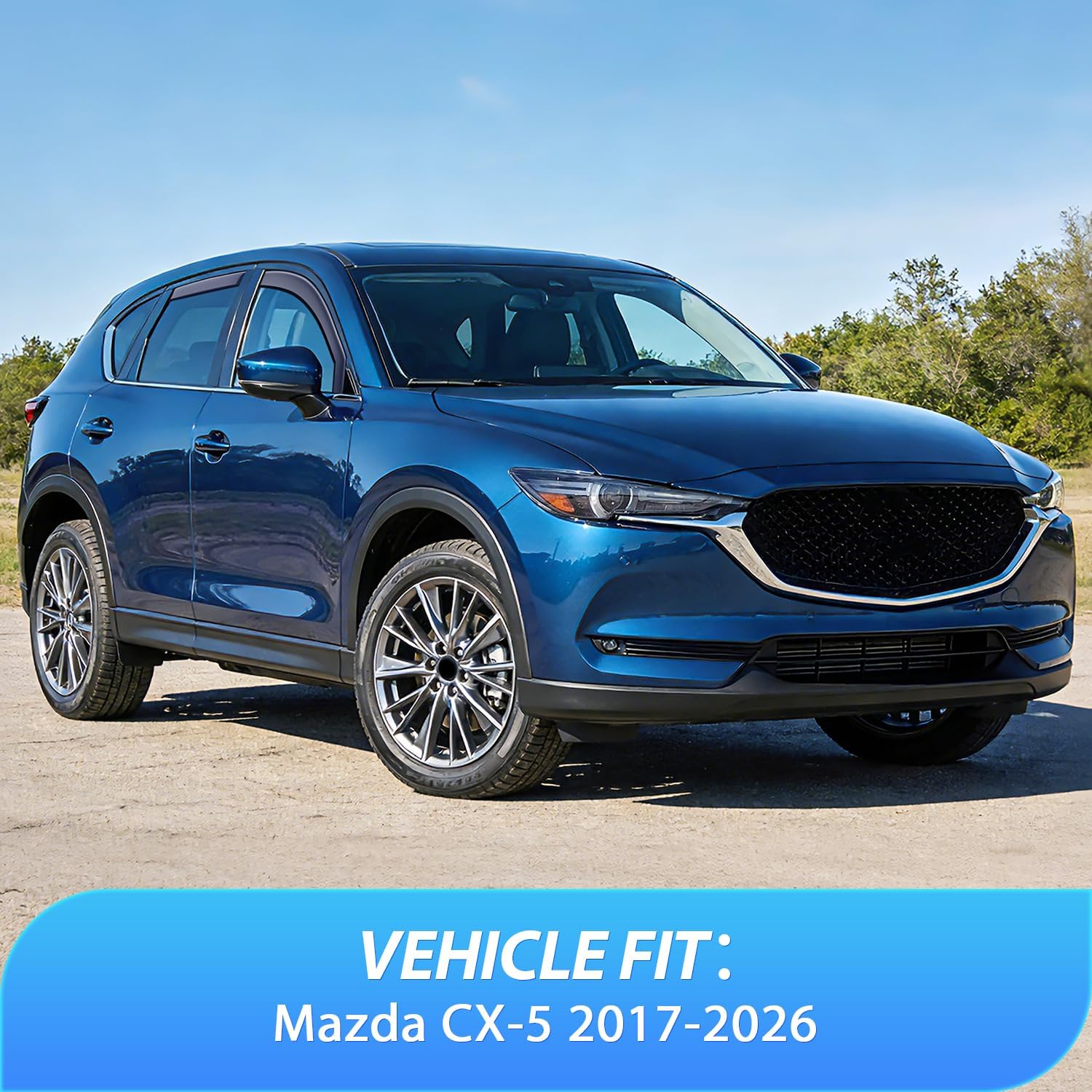 Nilight in-Channel Rain Guards Compatible with Mazda CX-5 2017-2025, Light Smoky Blue Vent Visors, Durable Window Deflectors for Fresh Air Circulation, 4PCS