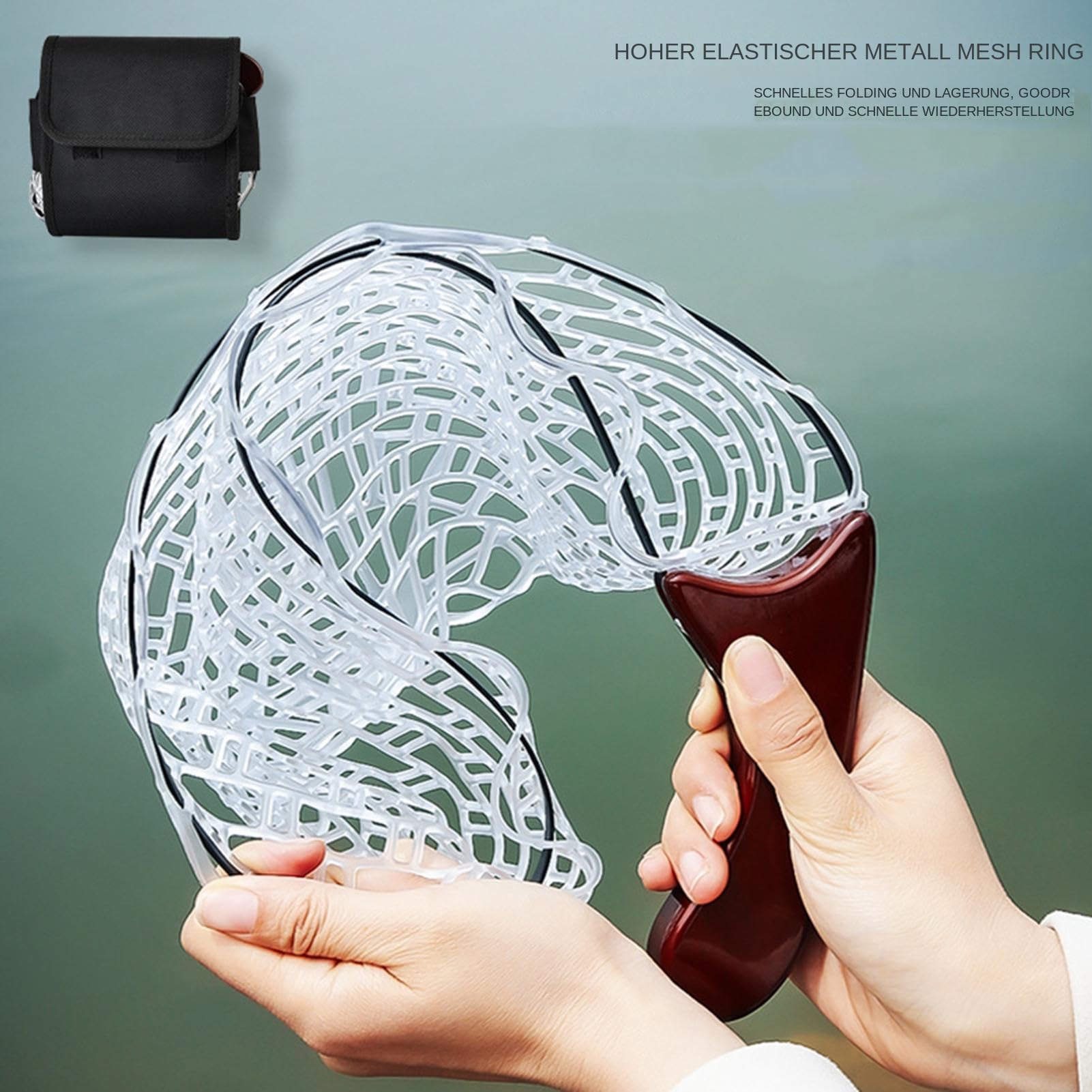 Red de pesca plegable con asa | Mango cómodo red de pesca viva para piscina estanques salmón pesca con mosca kayak