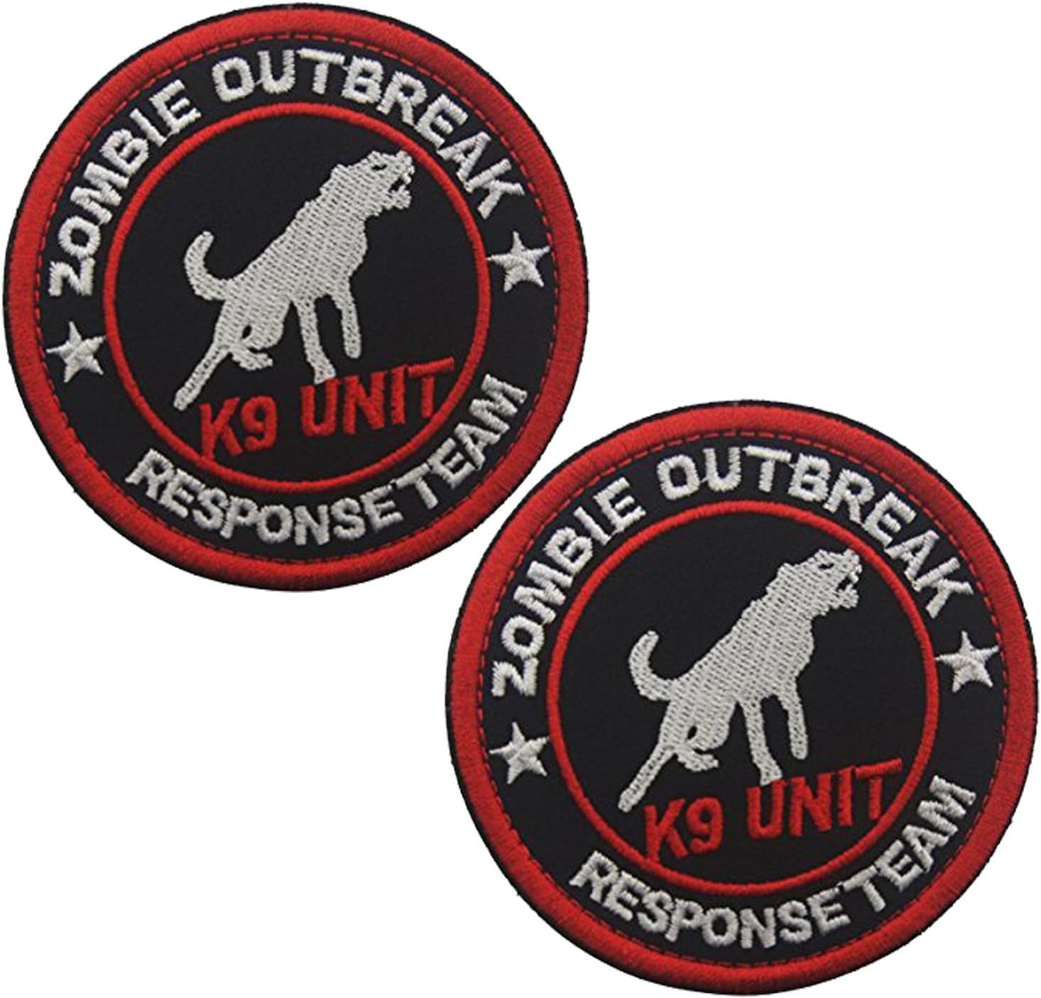 ODSP 3" Round Sized Zombie Outbreak Response Team K9 Unit Embroidered Patch Hook and Loop Backed Badge for Tactical Dog Harness Vest (2PCS)