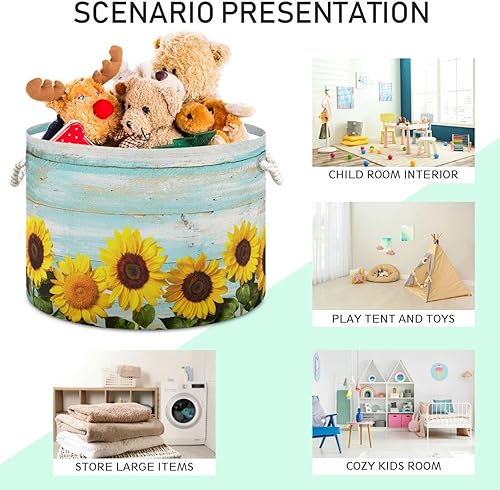 Miniatura 4 de Cesta de almacenamiento de juguetes de madera de playa vintage para guardería, sala de juegos, juguetes para perros, grande, plegable, organizador