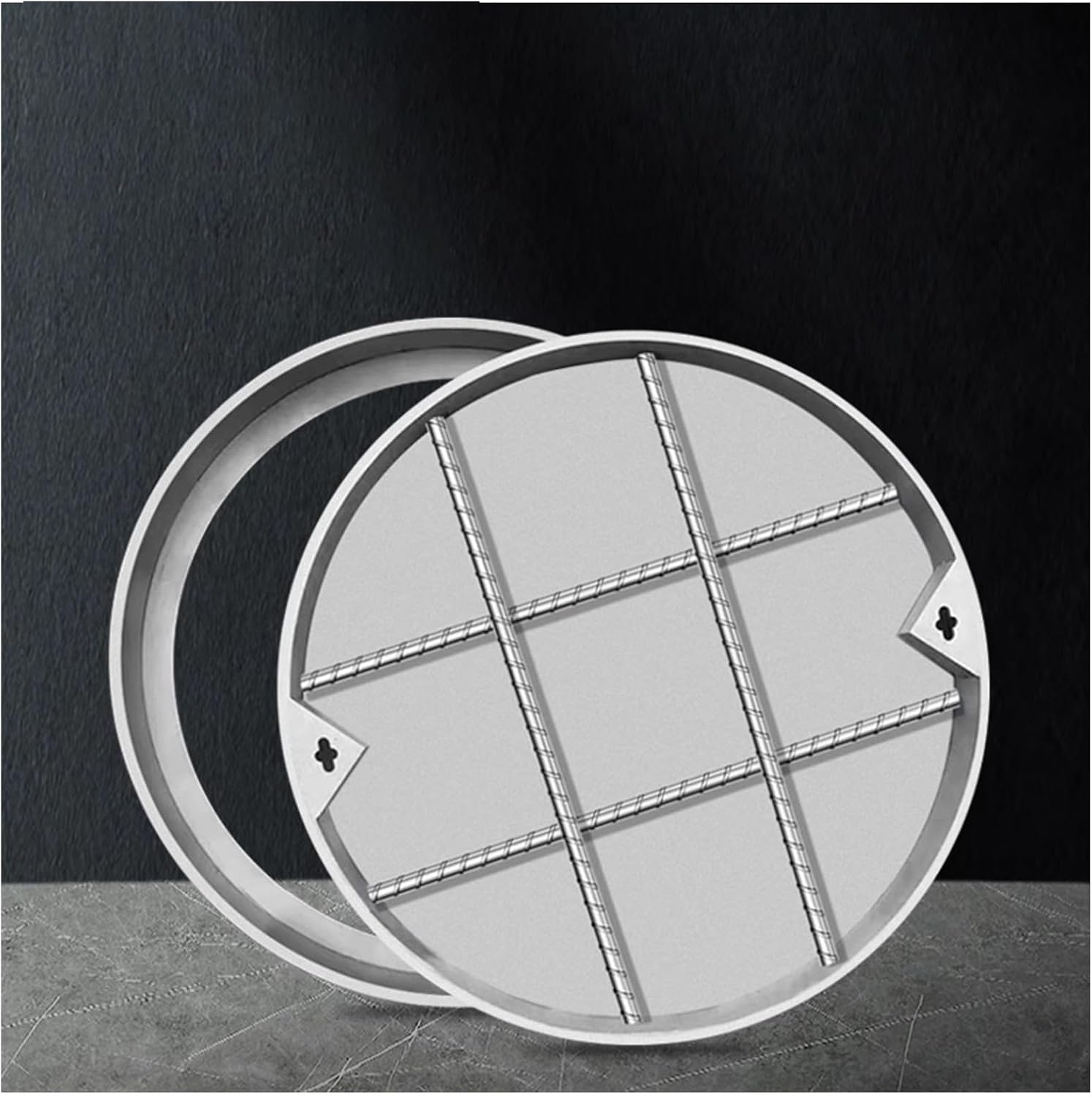 Septic Tank Covers, Invisible Flush-Fit Design Sewage Basin Cover,Round Manhole Cover,Heavy Duty Septic Tank Lid with Base(D60cm/23.6in)