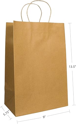 Miniatura 3 de PTP - 250 bolsas de mano para regalo, de papel, Kraft  Perfectas para cumpleaños, bodas, vacaciones y toda ocasión  Colores blanco o natural  Varios